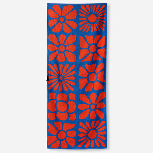 NOMADIX ORIGINAL ORGANIC BEACH TOWEL BIG FLOWERBED STELLAR ORANGE