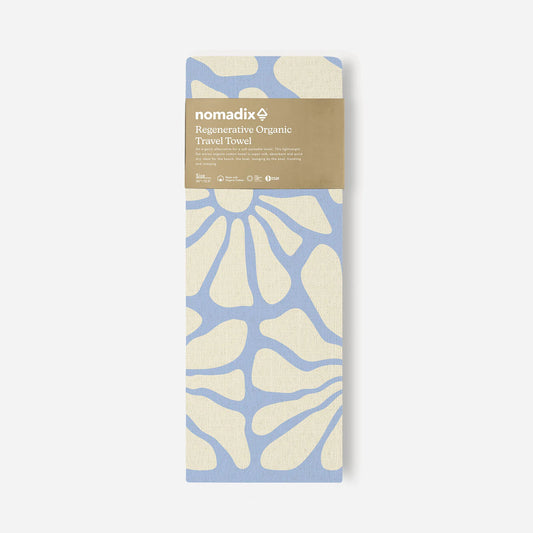 NOMADIX ORIGINAL ORGANIC TRAVEL TOWEL LAZY DAISY COASTAL BLUE