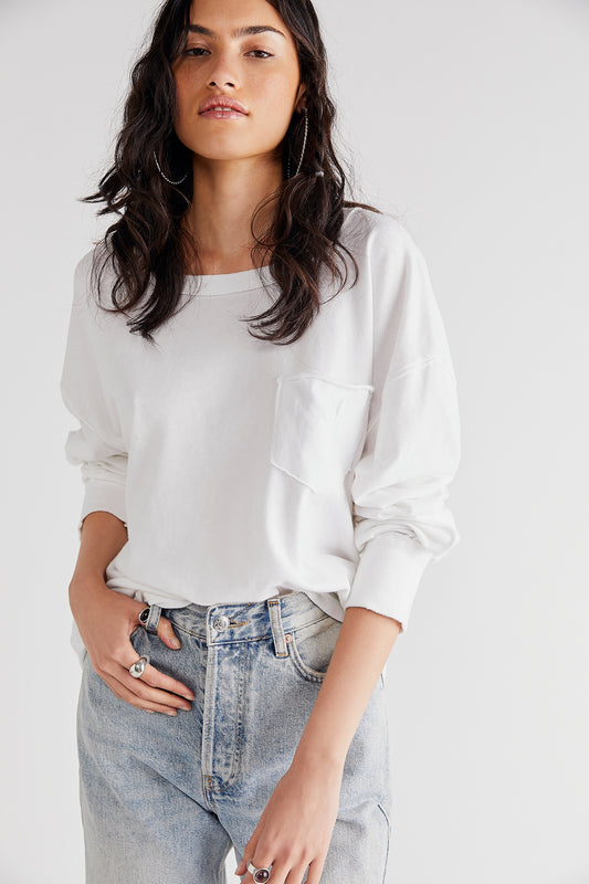 FREE PEOPLE WE THE FREE FADE INTO YOU LONG SLEEVE TEE IVORY