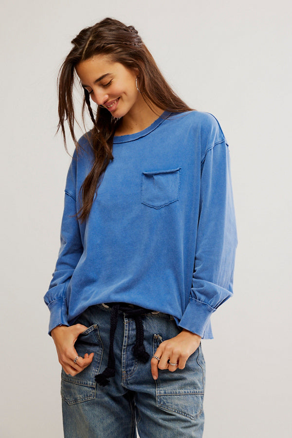 FREE PEOPLE WE THE FREE FADE INTO YOU LONG SLEEVE TEE LIMOGES