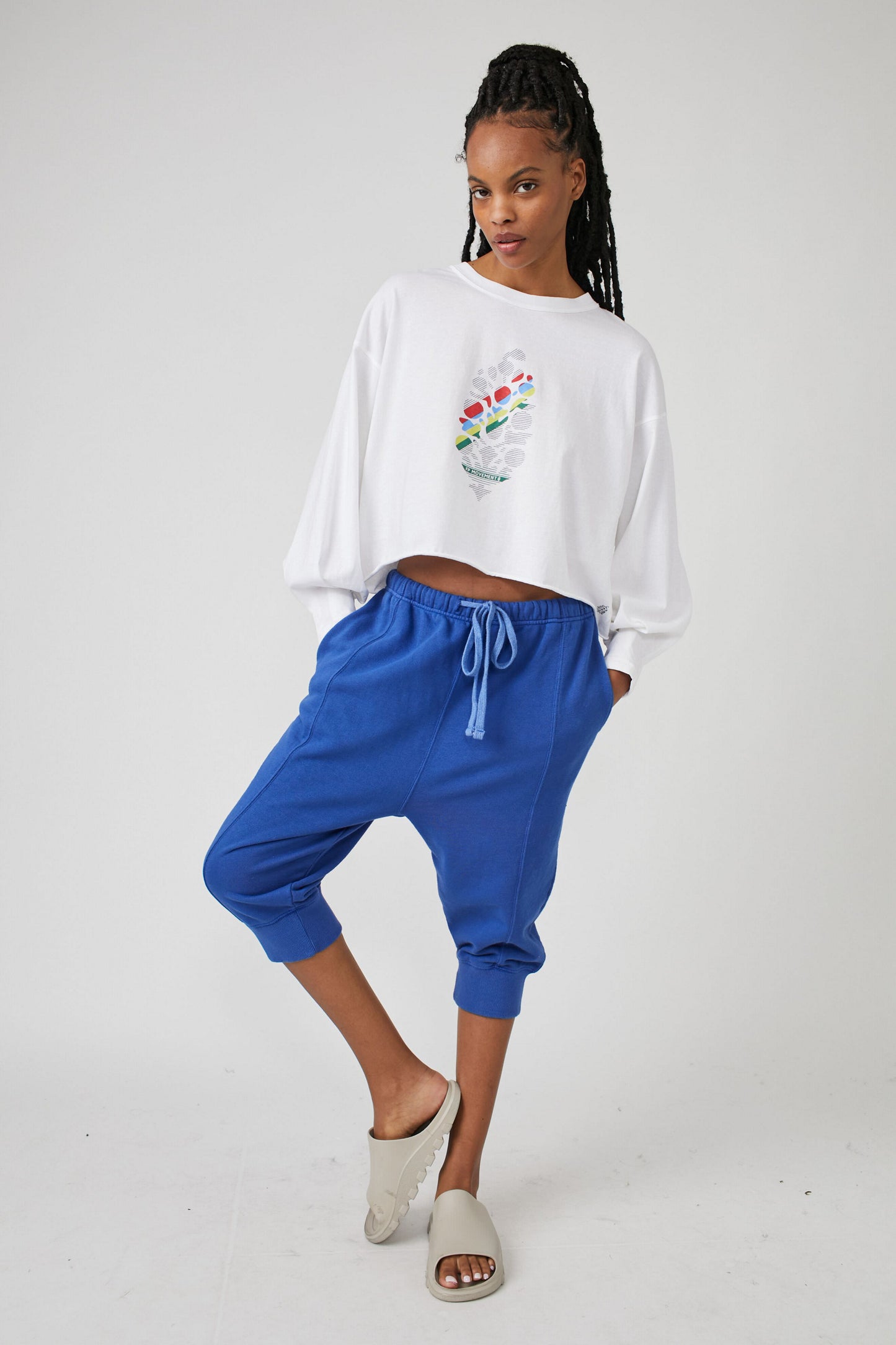 FREE PEOPLE BEST OF CROPPED JOGGER BLUE FLAME