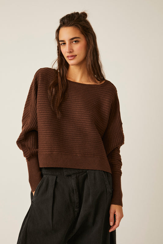 FREE PEOPLE SUBLIME PULLOVER CHOCOLATE LAVA