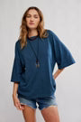 FREE PEOPLE PERFECT OVERSIZED TEE VARSITY NAVY