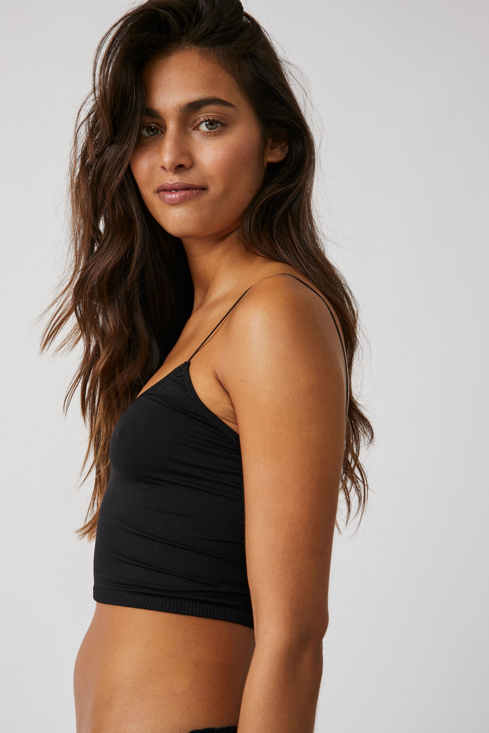 FREE PEOPLE SKINNY STRAP SEAMLESS BRAMI BLACK