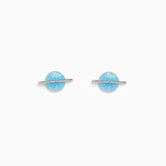 PURA VIDA OPAL SATURN STUD EARRINGS SILVER