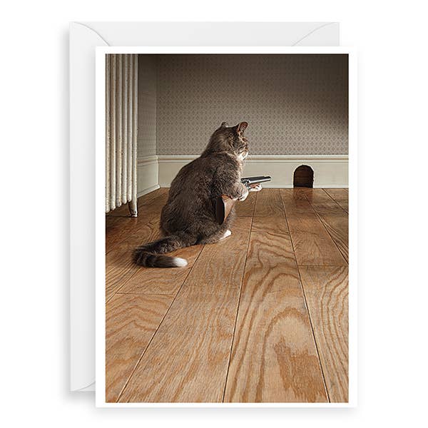 PALM PRESS GREETING CARDS CAT WITH SHOTGUN