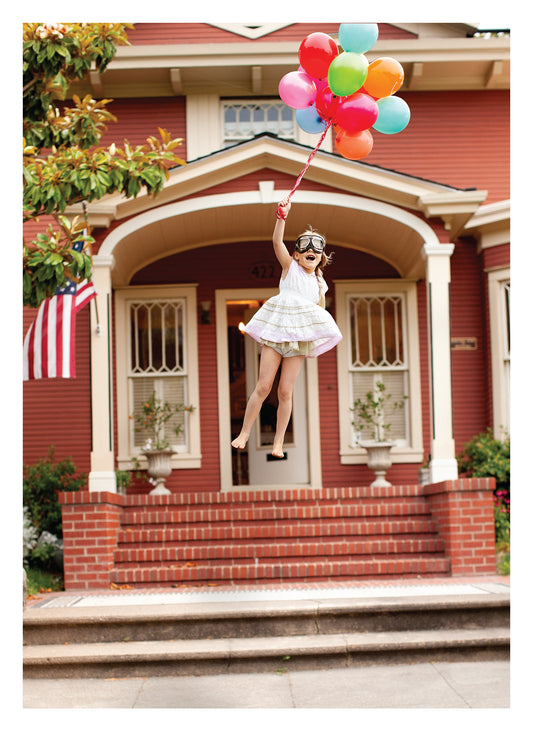 PALM PRESS GREETING CARDS GIRL FLOATING BALLOON