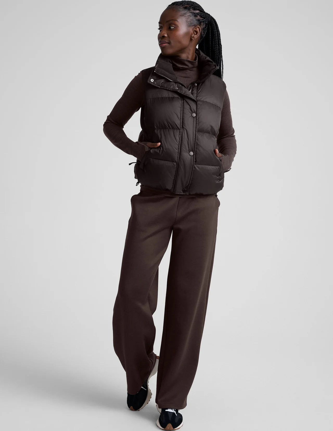 BEYOND YOGA BIG COZY PUFFER VEST DARK CHOCOLATE