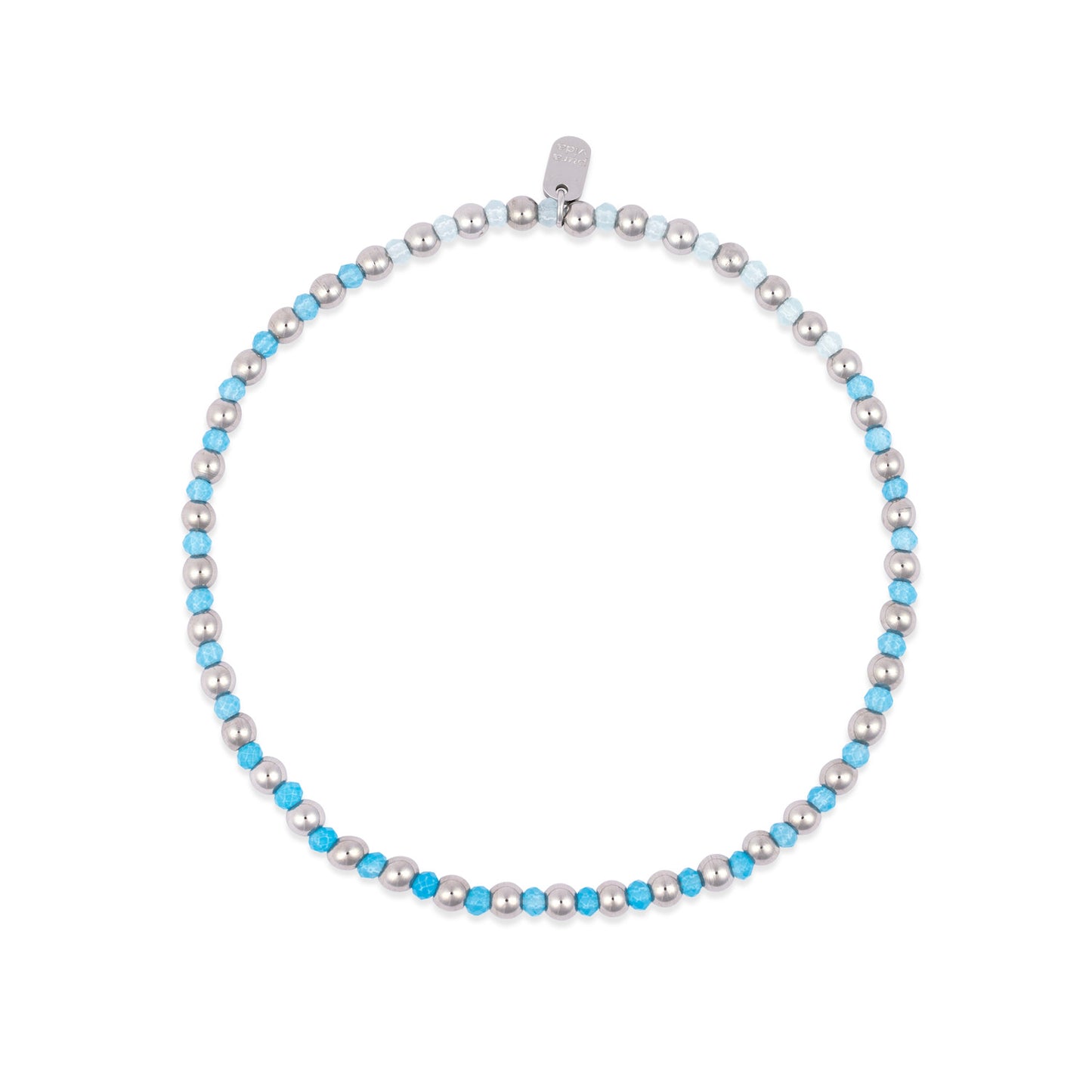 PURA VIDA Ball Bead And Stone Stretch Anklet Silver