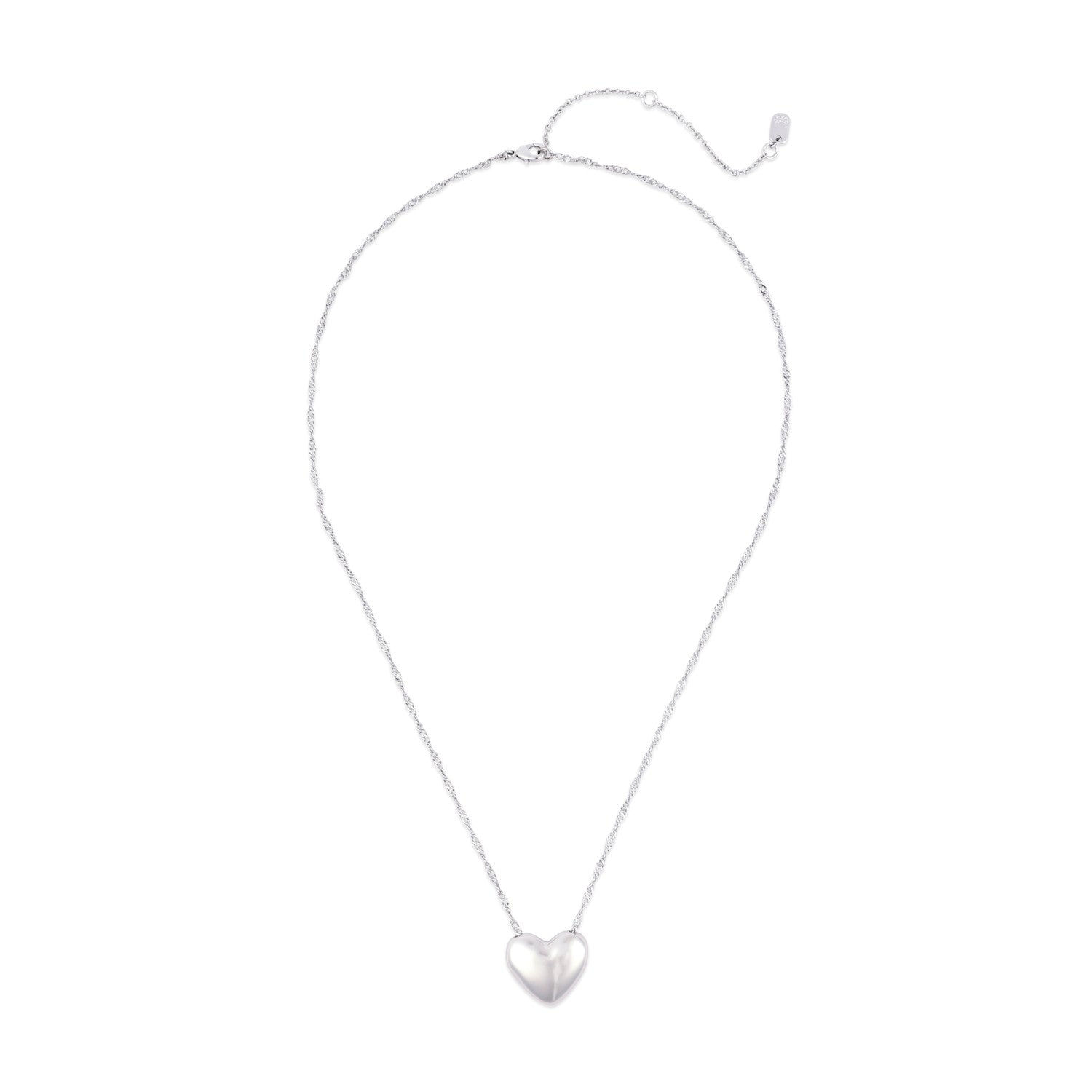 PURA VIDA HEART PUFFY HEART BEAD PENDANT NECKLACE SILVER