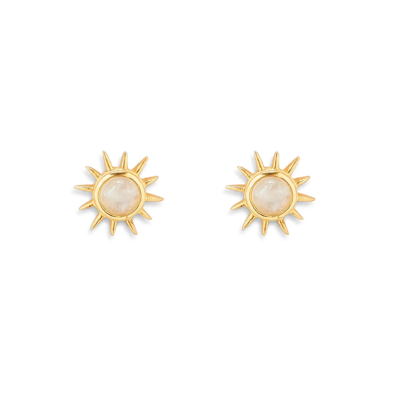 PURA VIDA MOONSTONE SUNRAY STUD EARRINGS GOLD