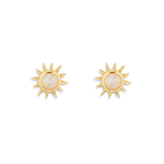 PURA VIDA MOONSTONE SUNRAY STUD EARRINGS GOLD