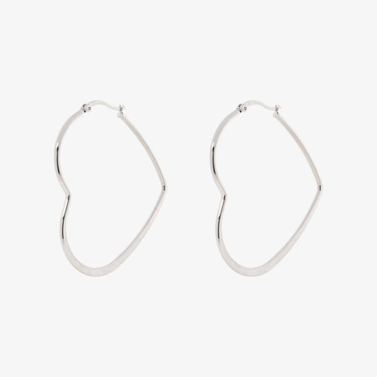 PURA VIDA OVERSIZED HEART HOOP EARRINGS SILVER