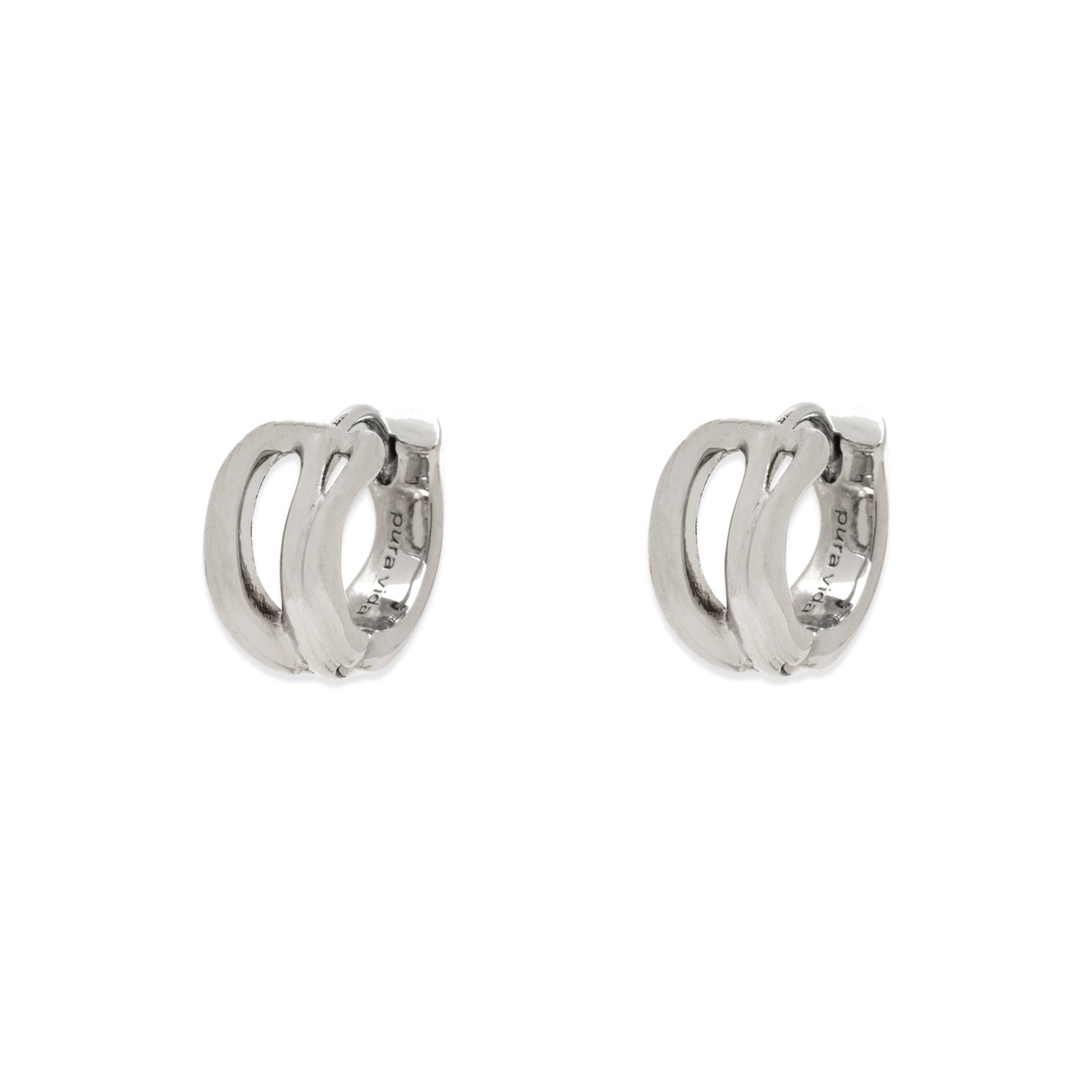 PURA VIDA PALMA HUGGIES EARRINGS SILVER