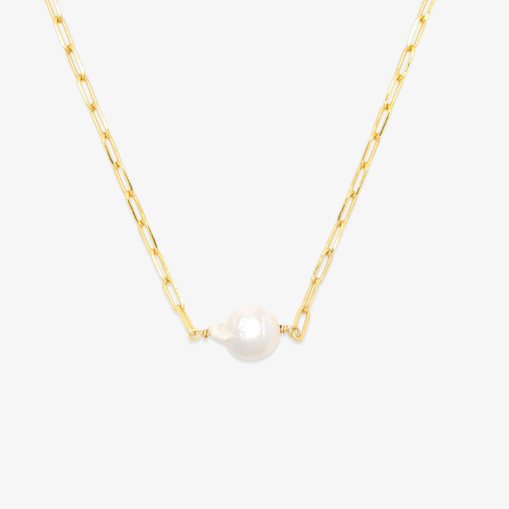PURA VIDA PEARL PAPERCLIP CHAIN CHOKER GOLD