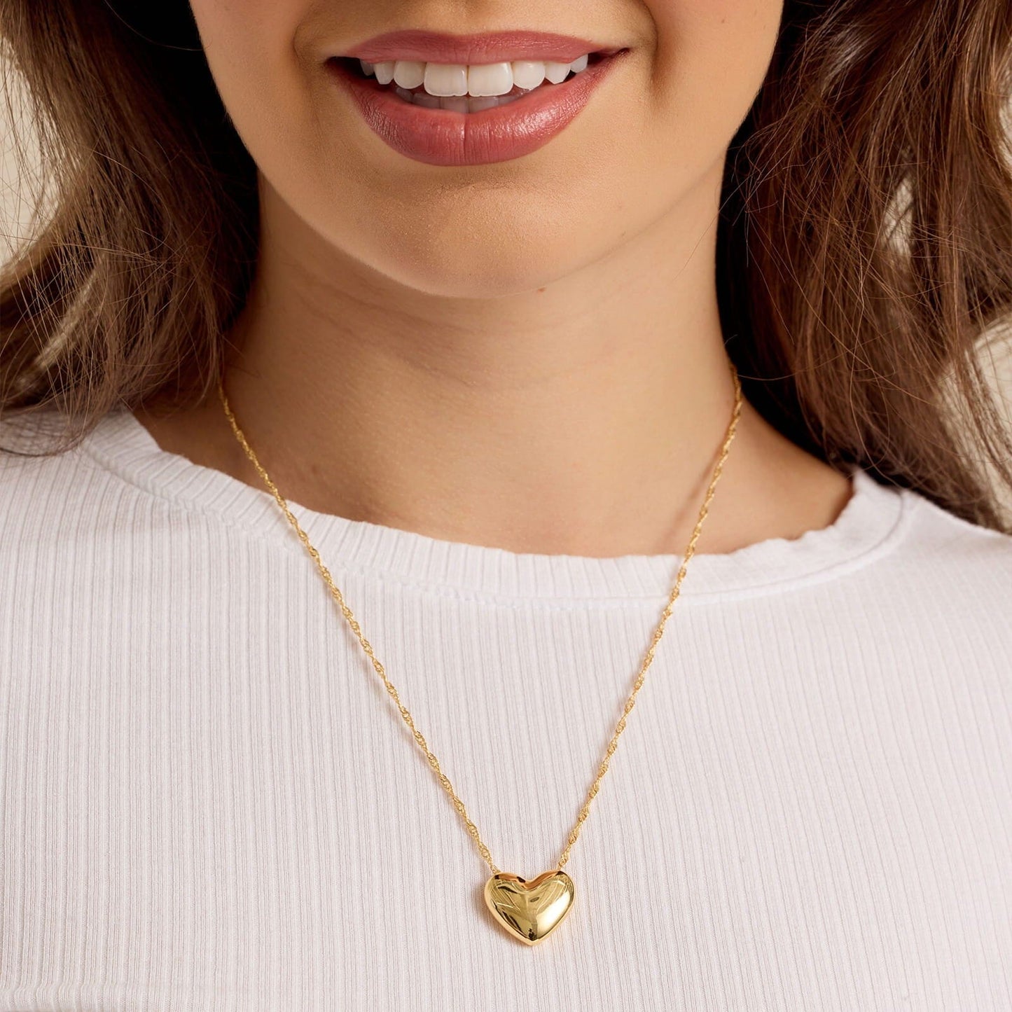 PURA VIDA PUFFY HEART BEAD PENDANT NECKLACE GOLD