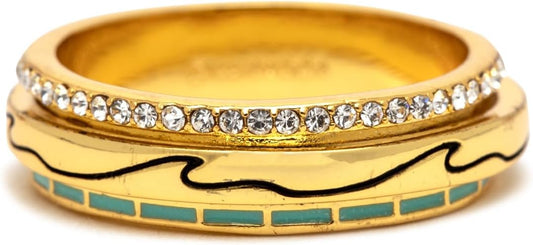 PURA VIDA TURQUOISE WAVE FIDGET RING GOLD