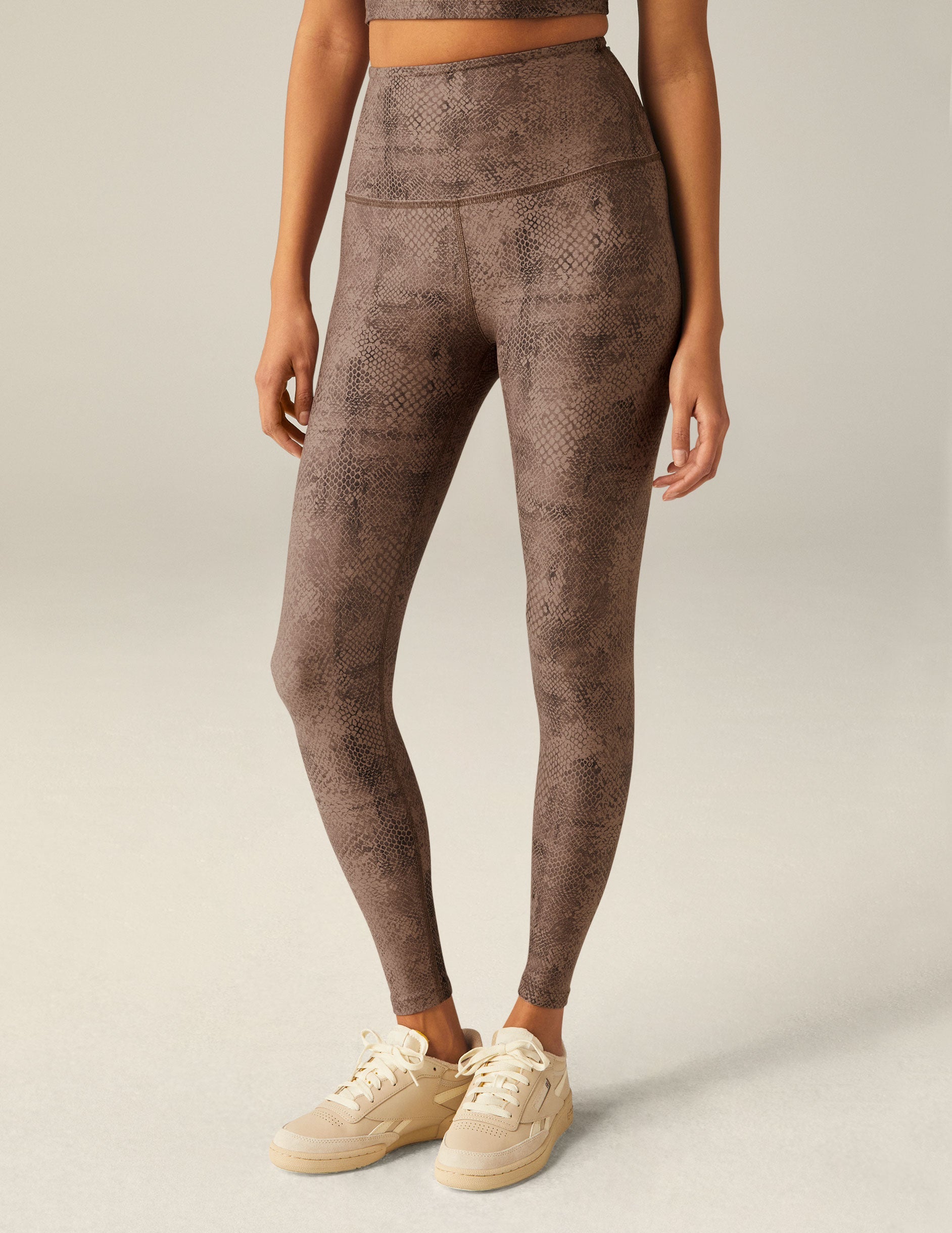 BEYOND YOGA NEUTRAL SNAKESKIN SOFTMARK HIGH WAISTED MIDI LEGGING