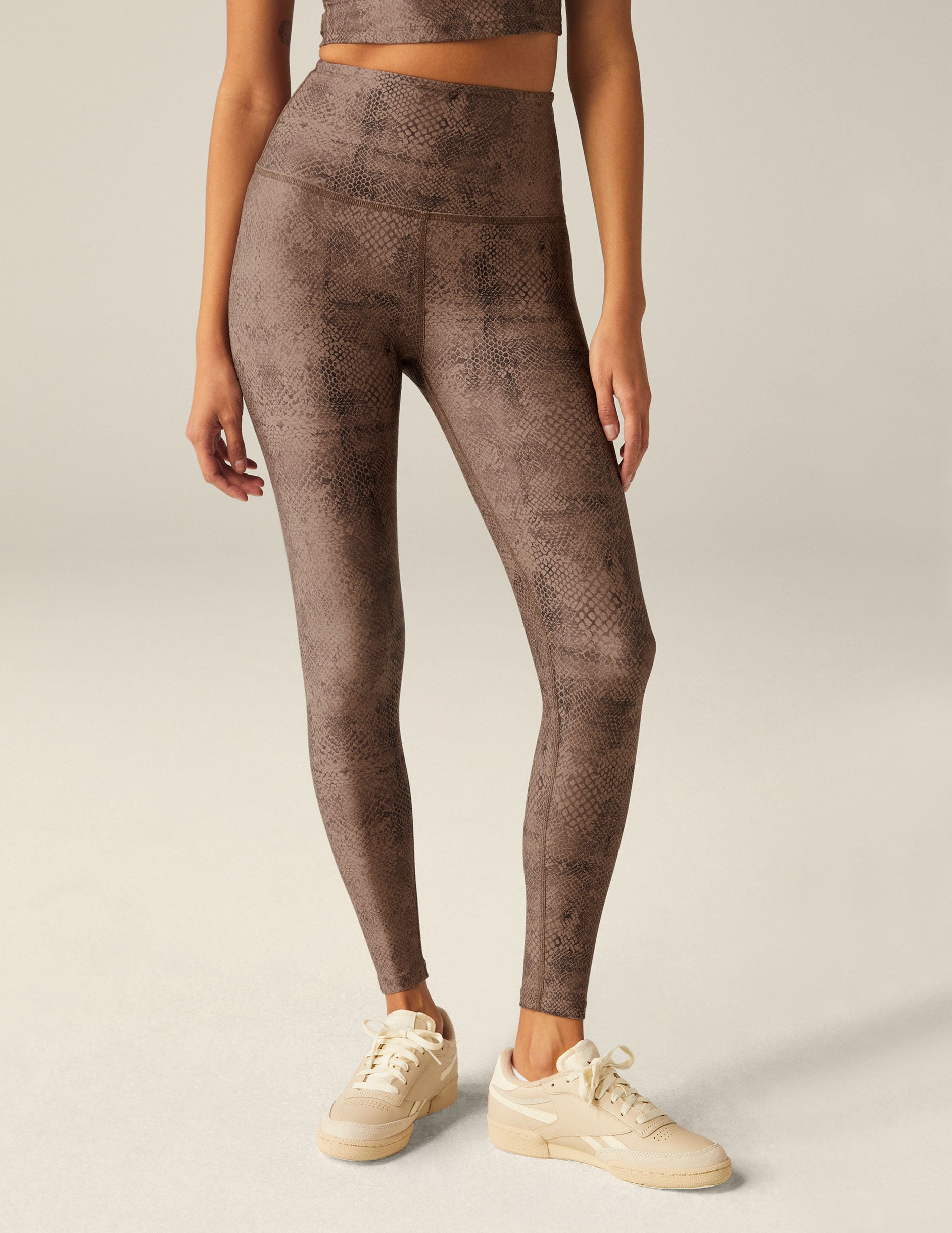 BEYOND YOGA NEUTRAL SNAKESKIN SOFTMARK HIGH WAISTED MIDI LEGGING