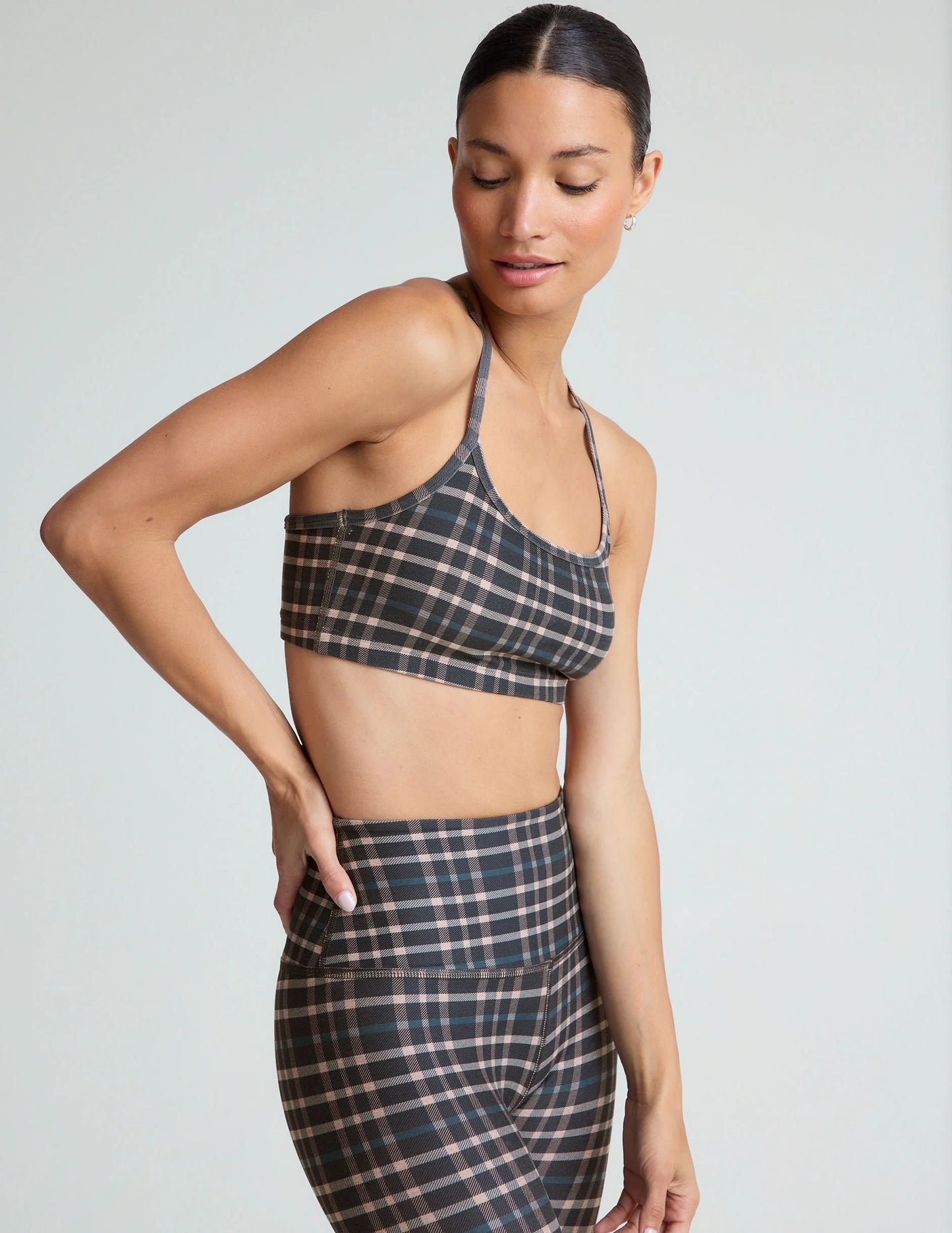 BEYOND YOGA  SOFTMARK SLIM RACERBACK PREPPY PLAID