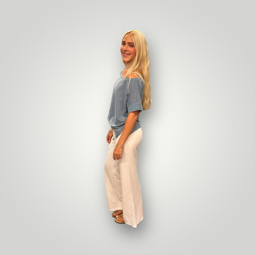 SALE MILA ORGANIC COTTON BOAT NECK TOP ROBIN