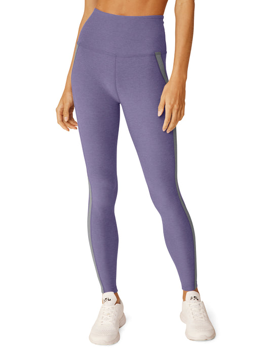 BEYOND YOGA SPACEDYE TOP LINE MIDI LEGGING INDIGO HEATHER/CLOUD GREY HEATHER