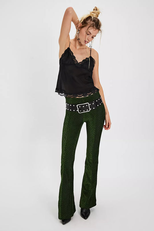 SALE FREE PEOPLE PENNY PULL ON VELVET PANT NIGHT FOREST