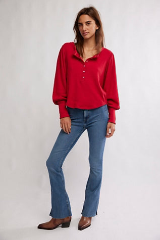 SALE FREE PEOPLE QUINN KNIT TOP SALSA