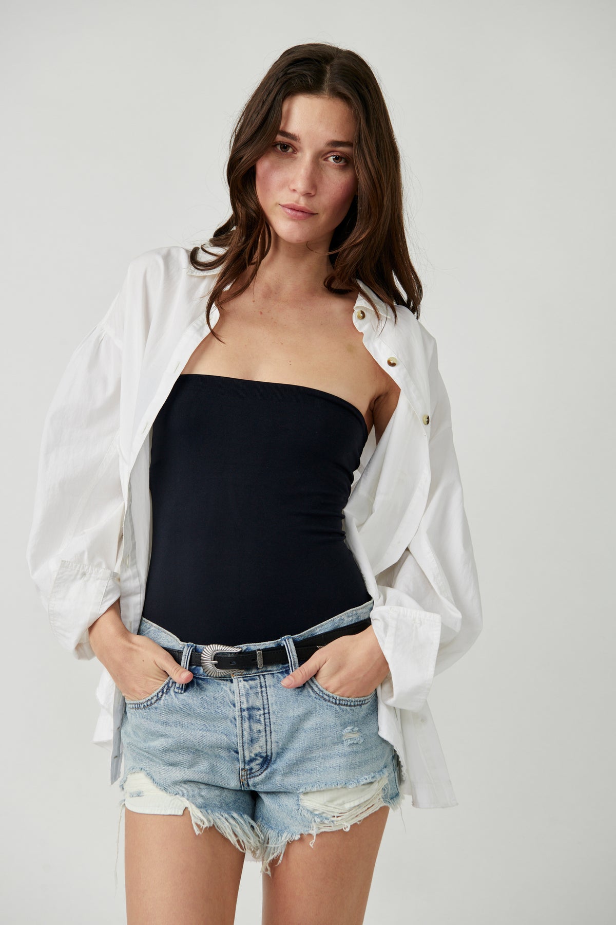 SALE FREE PEOPLE TATI SEAMLESS TUBE BODYSUIT BLACK