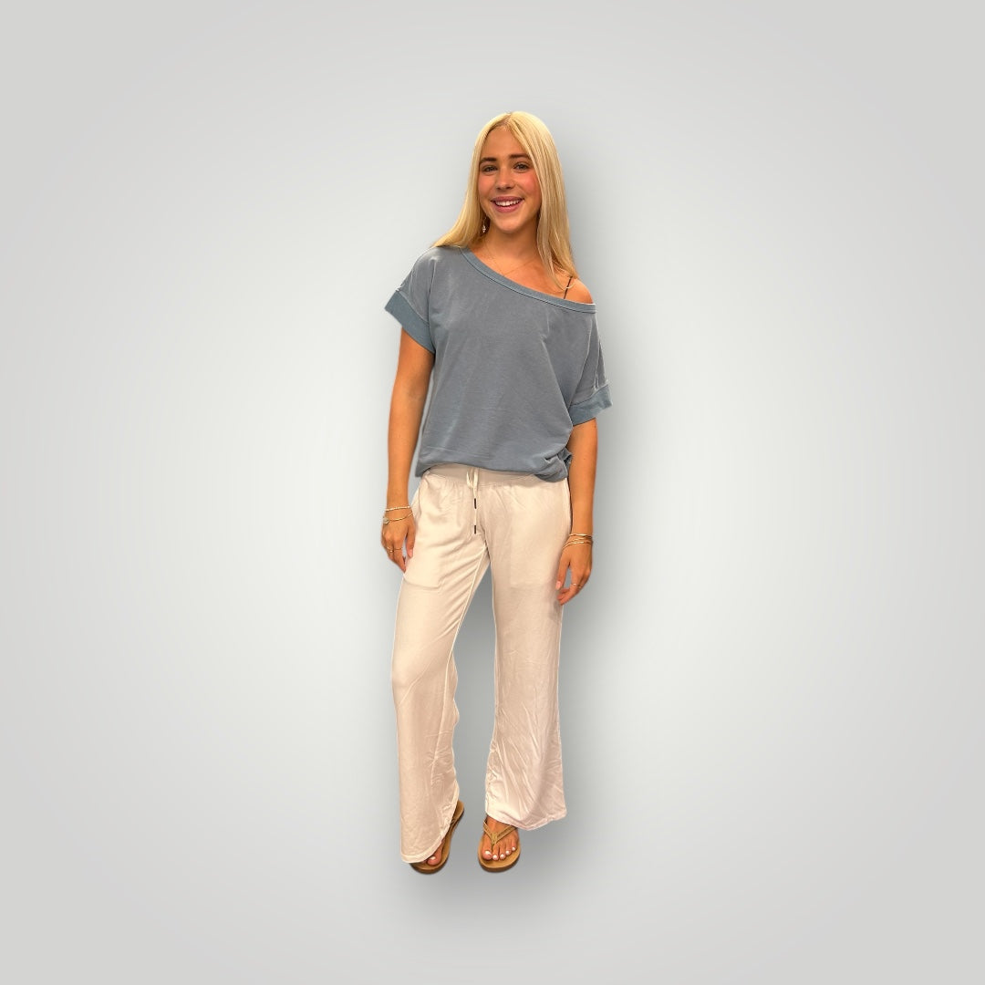 SALE MILA ORGANIC COTTON BOAT NECK TOP ROBIN