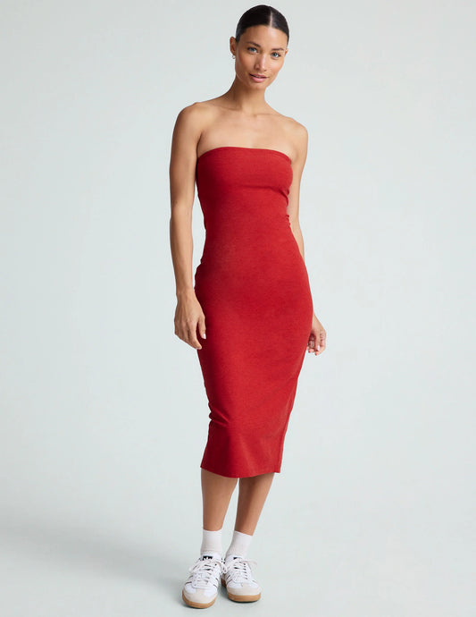 SALE SPACEDYE STRAPLESS
DRESS RUBY RED HEATHER