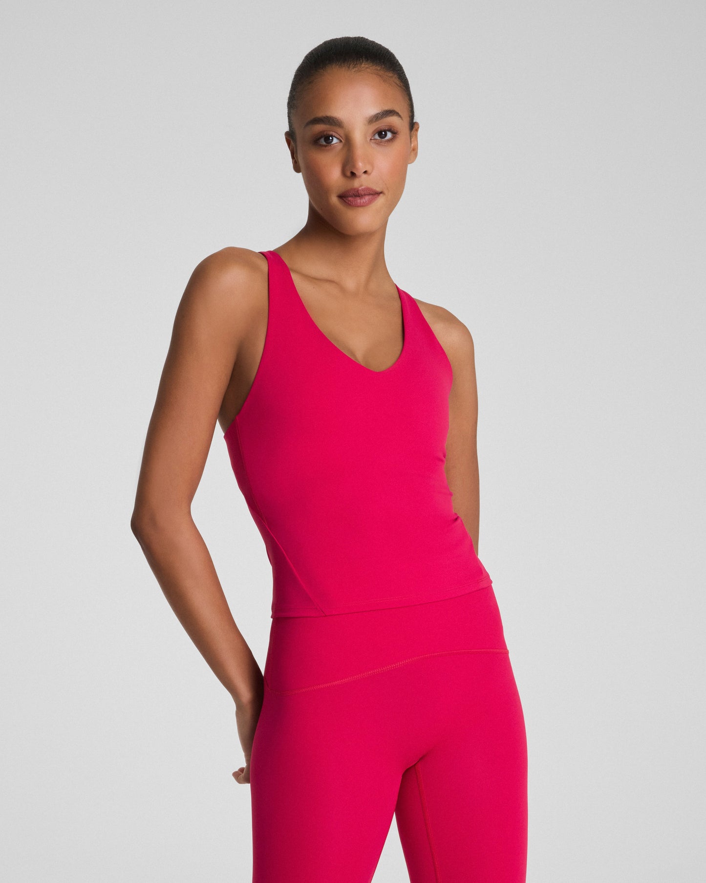 SALE SPANX BOOST UP V-NECK SHELF TANK FUSCHIA