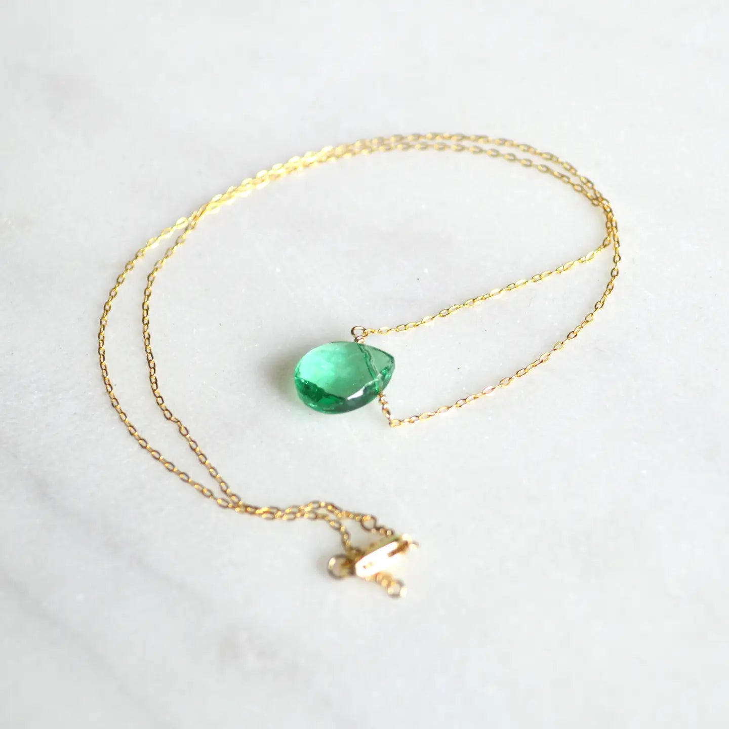 SALTY BUT SWEET EMERALD CRYSTAL BRIOLETTE NECKLACE