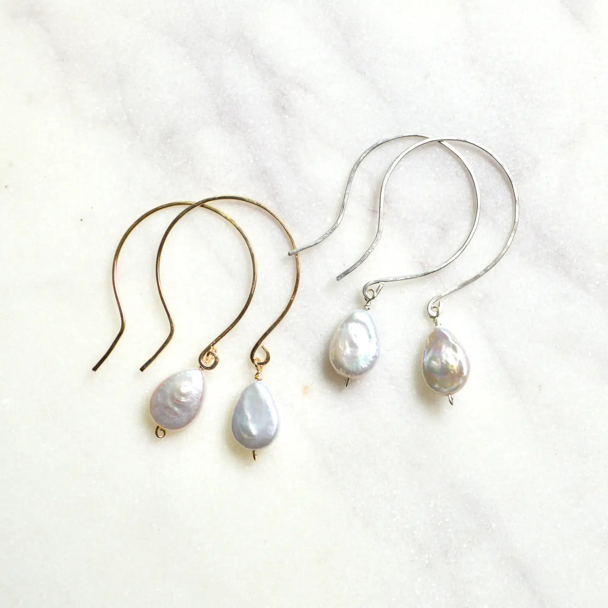 SALTY BUT SWEET FRESHWATER PEARL DROP EARRINGS GOLD OR SILVER