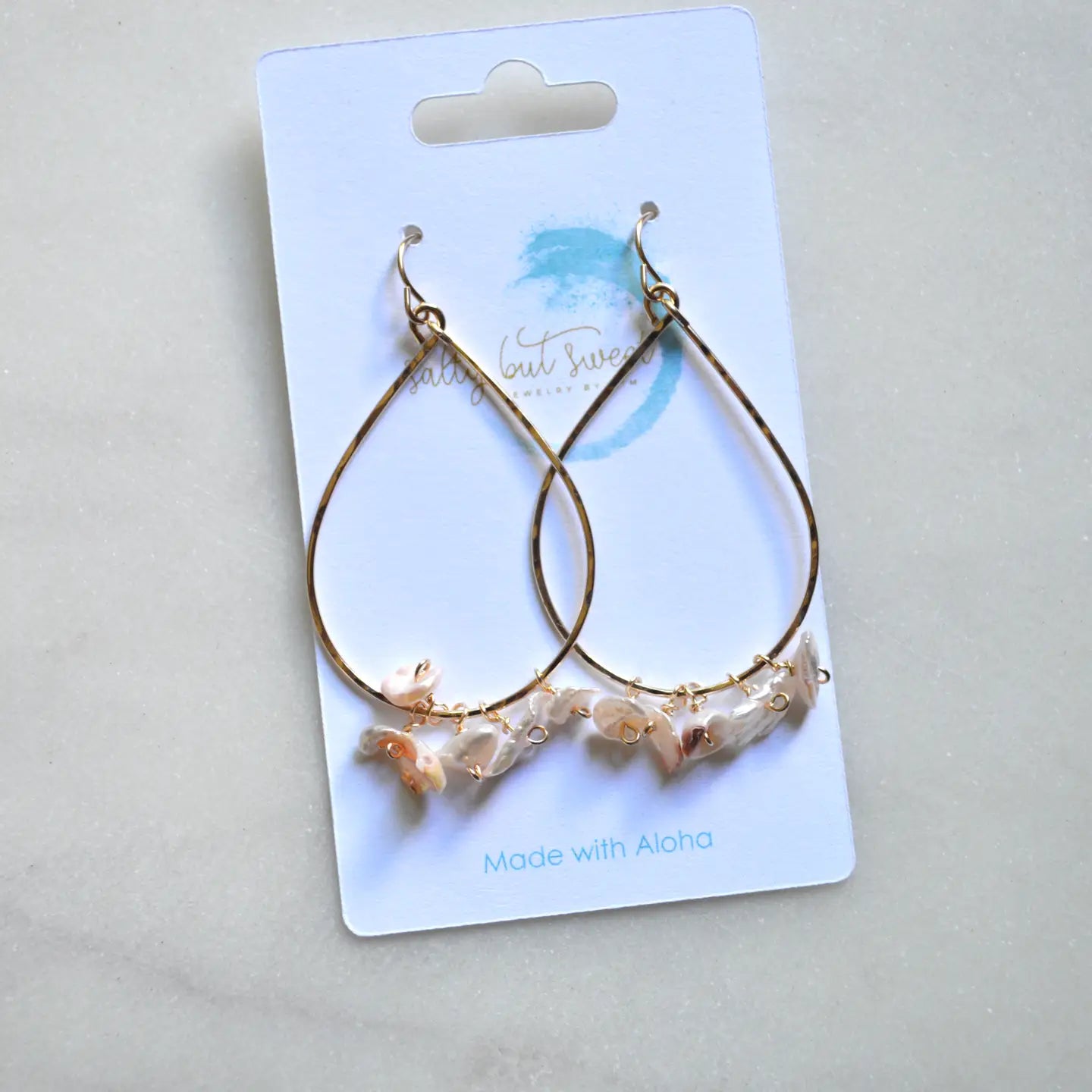 SALTY BUT SWEET LIGHT PINK KESHI PEAR TEARDROP EARRINGS