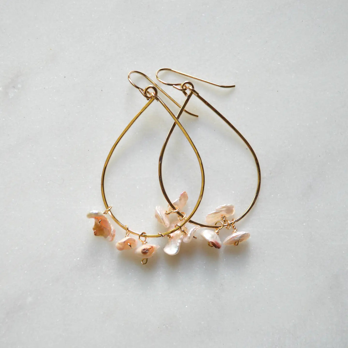 SALTY BUT SWEET LIGHT PINK KESHI PEAR TEARDROP EARRINGS