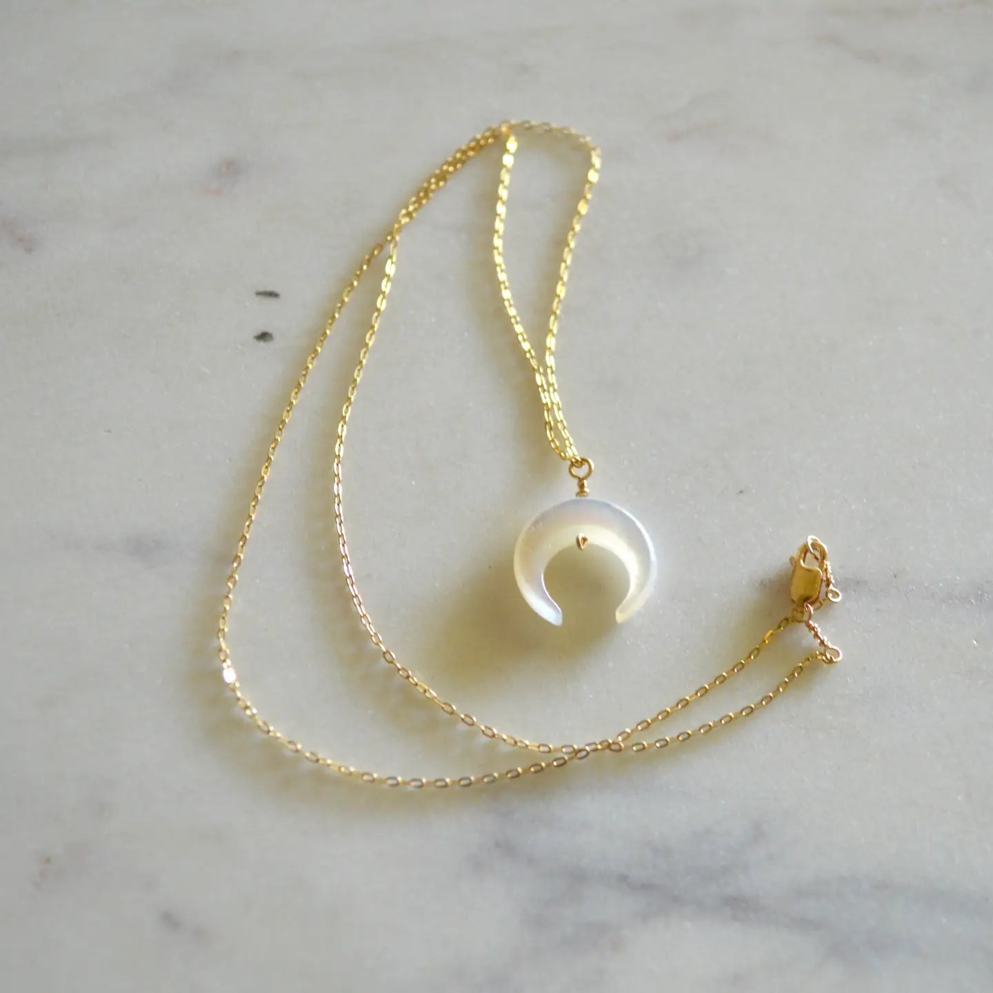 SALTY BUT SWEET MOTHER OF PEARL CRESCENT NECKLACE GOLD