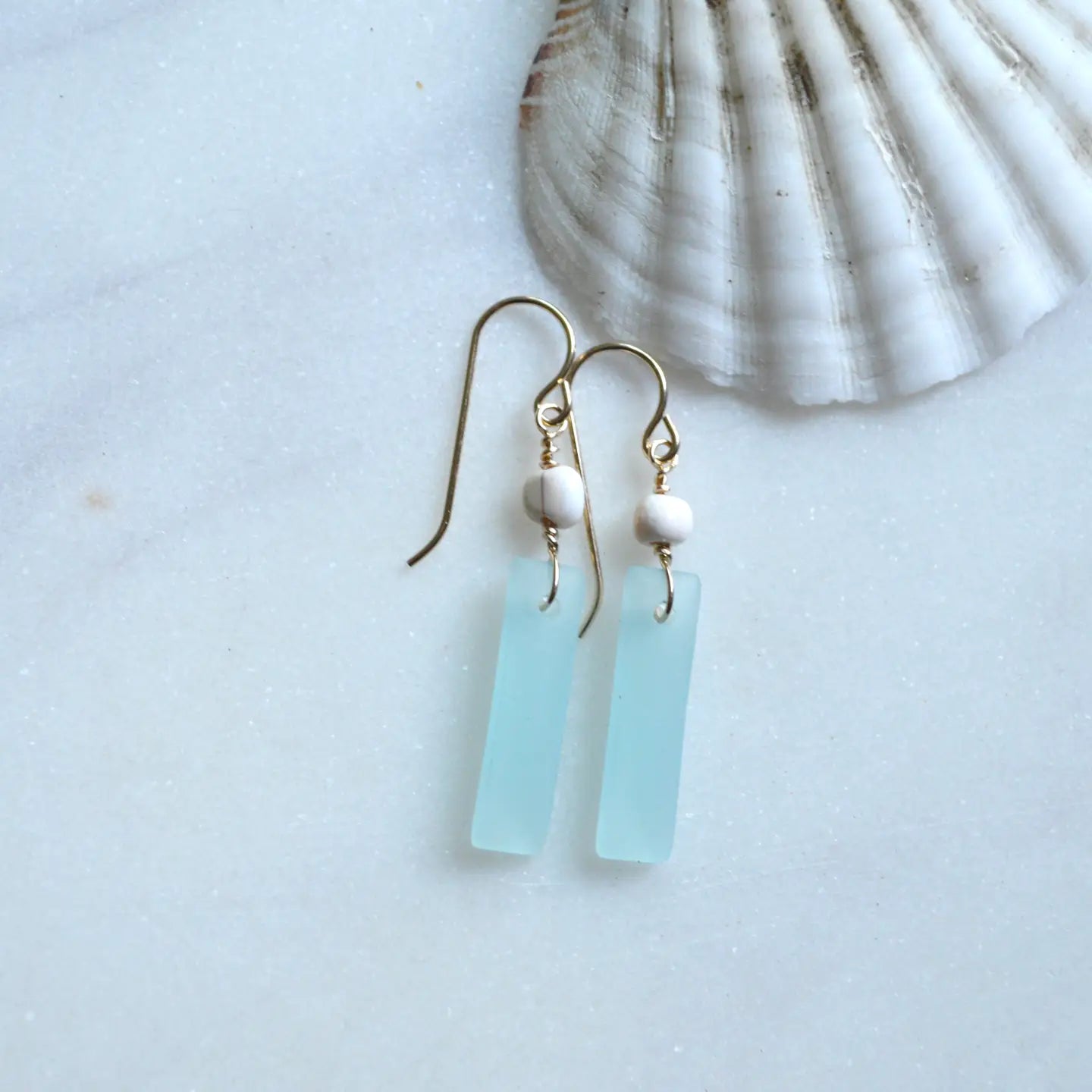 SALTY BUT SWEET Mini Frosted Glass Rectangle Earrings GF