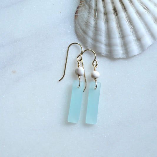 SALTY BUT SWEET Mini Frosted Glass Rectangle Earrings GF