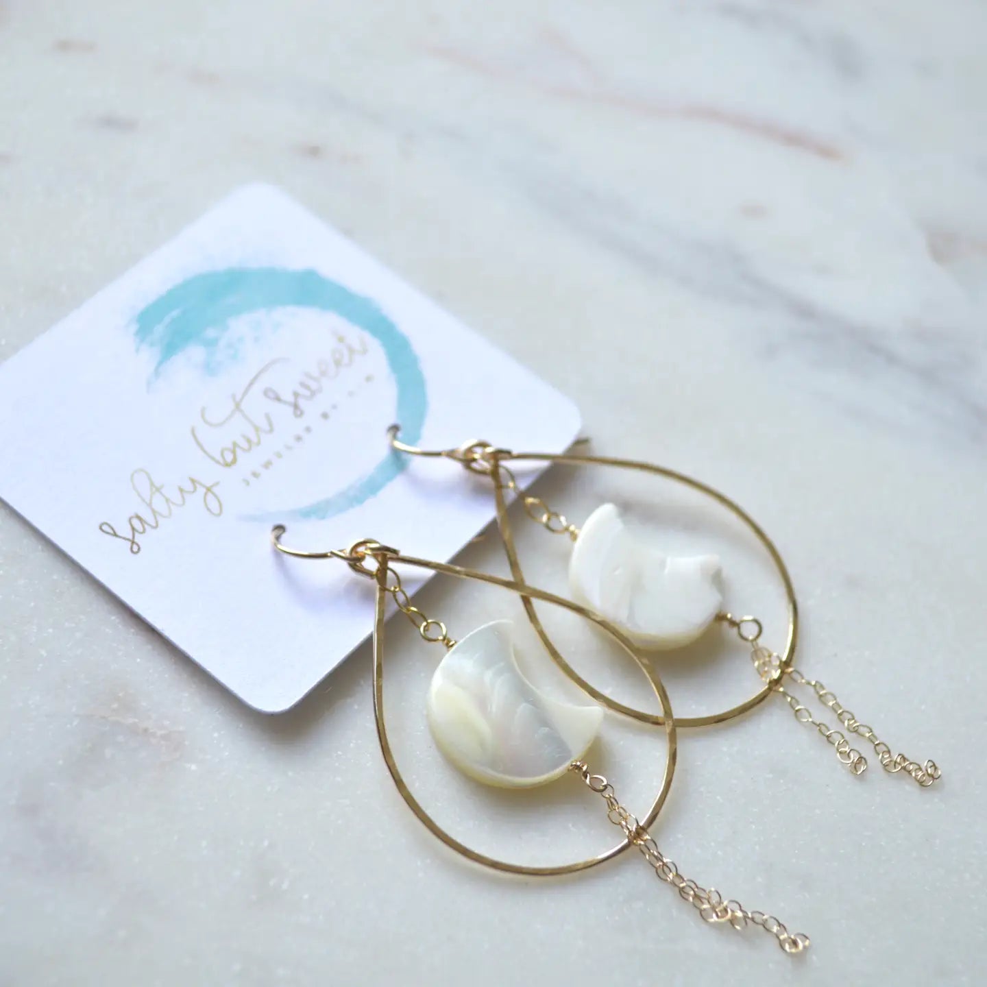 SALTY BUT SWEET Mother of Pearl Crescent Earrings