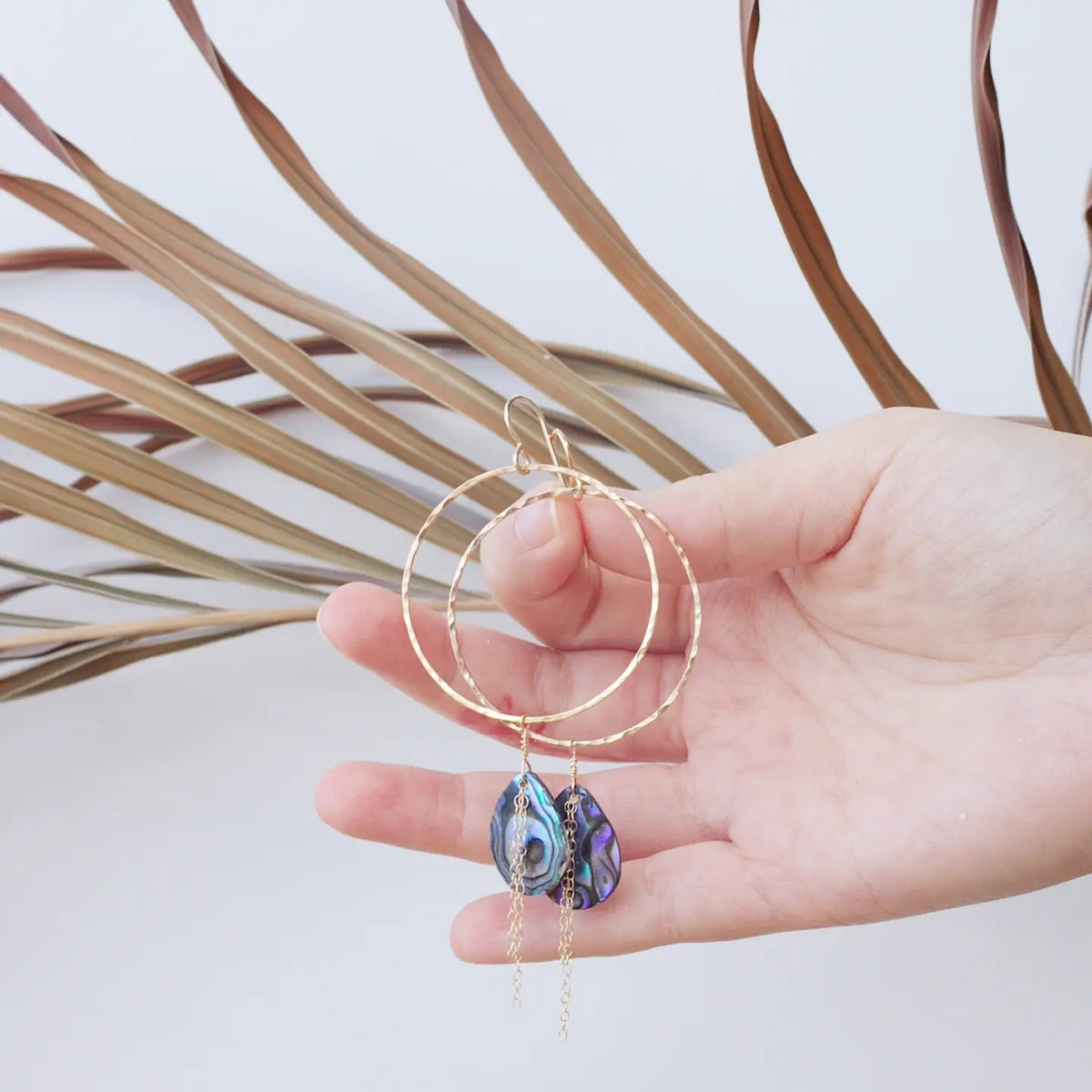 SALTY BUT SWEET PAUA SHELL HOOP EARRINGS