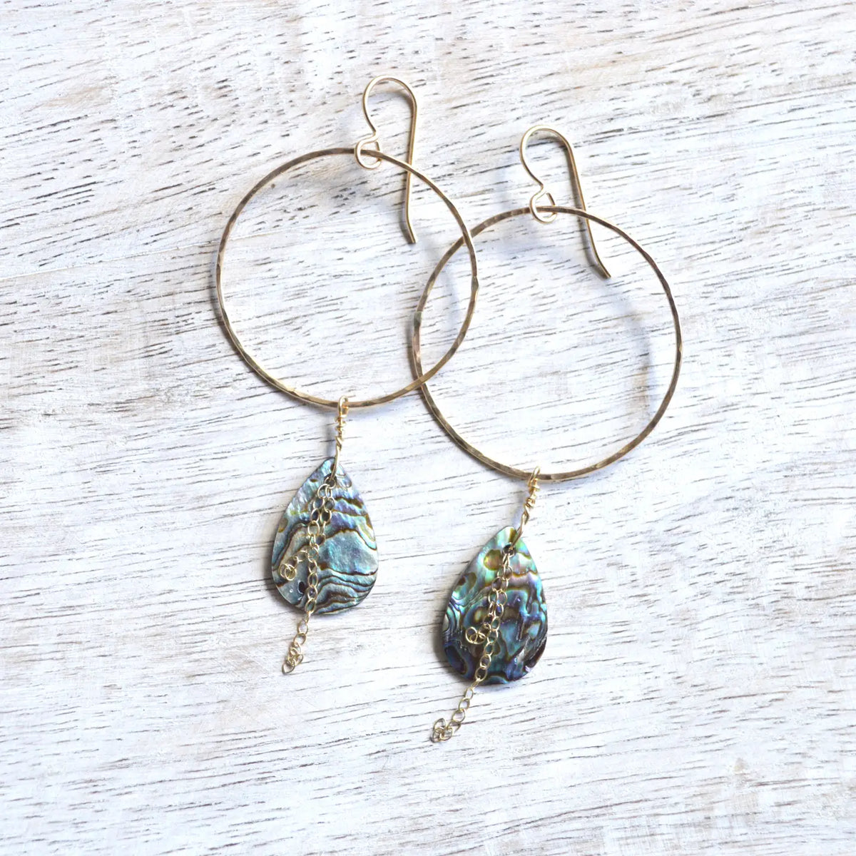 SALTY BUT SWEET PAUA SHELL HOOP EARRINGS