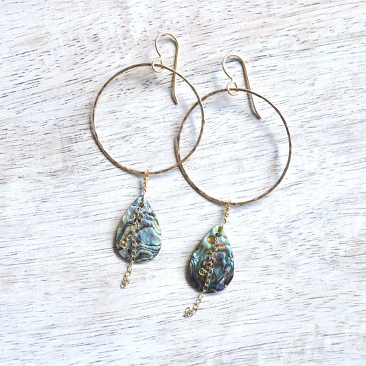 SALTY BUT SWEET PAUA SHELL HOOP EARRINGS