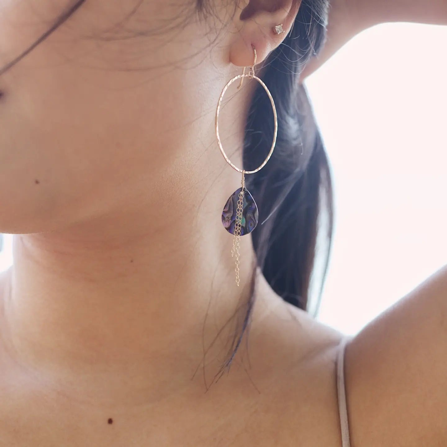 SALTY BUT SWEET PAUA SHELL HOOP EARRINGS
