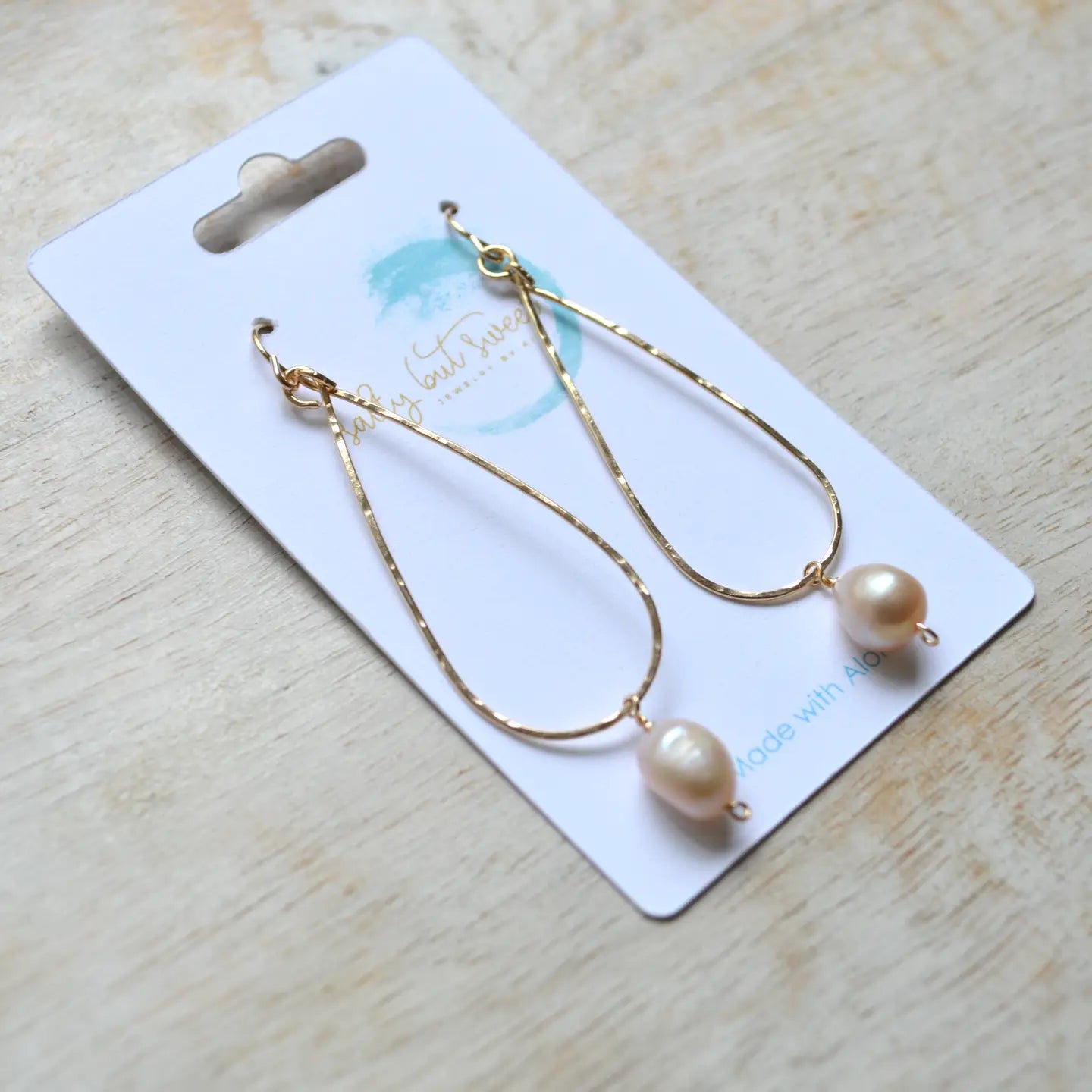 SALTY BUT SWEET PEACH PEARL TEARDROP EARRINGS