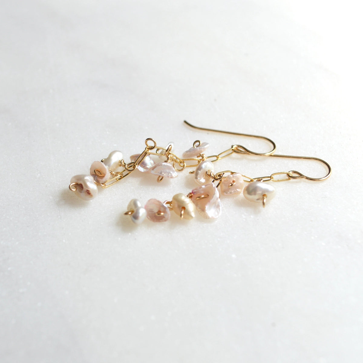 SALTY BUT SWEET PINK AND WHITEE KESHI PEARL EARRINGS