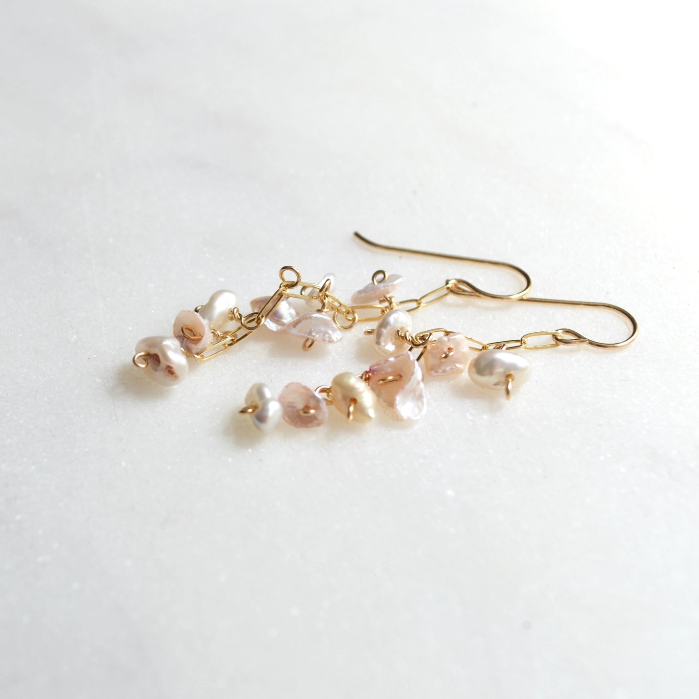 SALTY BUT SWEET PINK AND WHITEE KESHI PEARL EARRINGS
