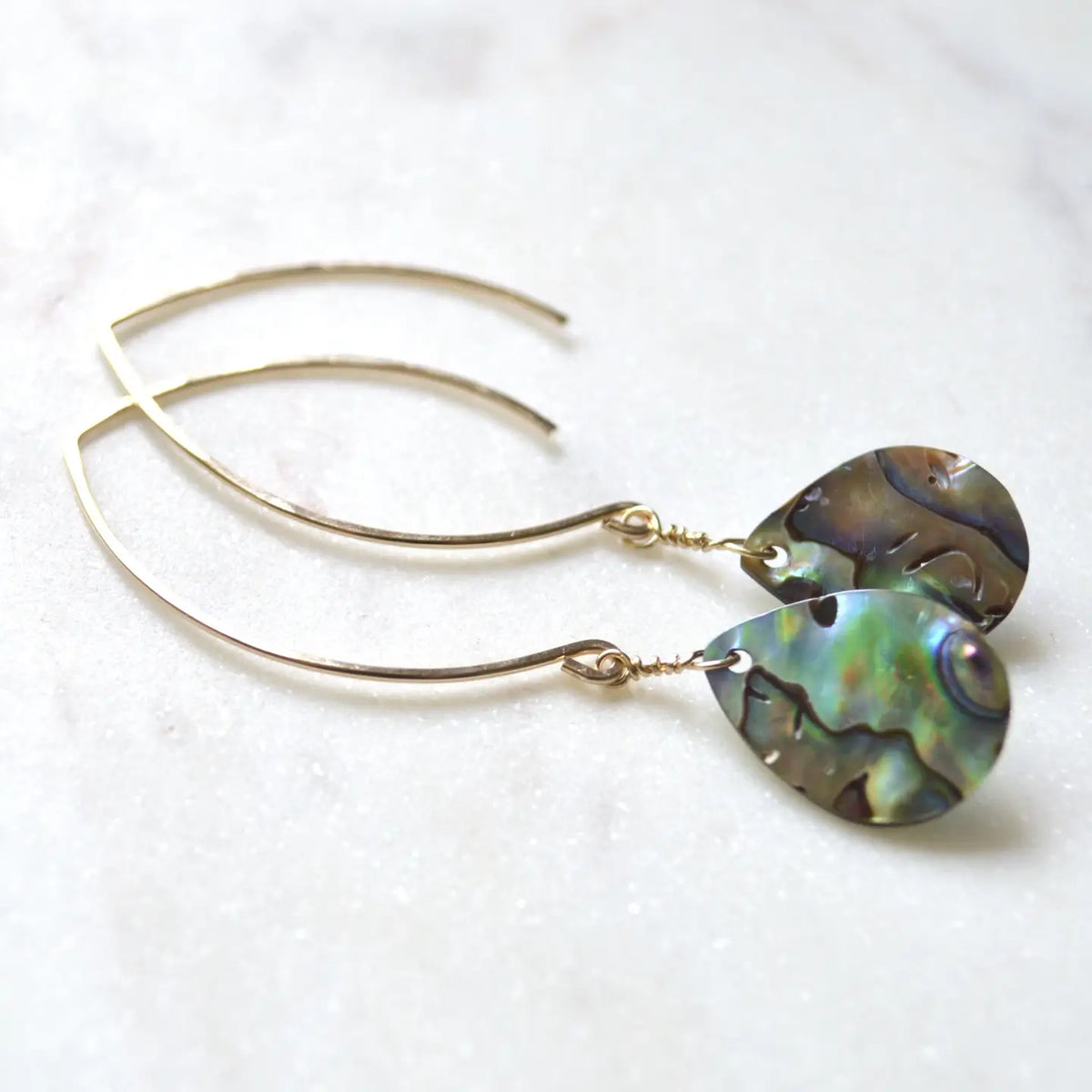 SALTY BUT SWEET Paua Shell Gold Hook Earrings