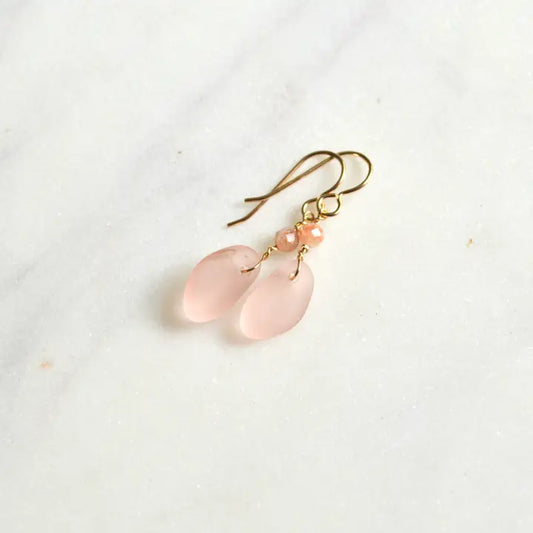 SALTY BUT SWEET SALTY BUT SWEET Tiny Pink Sea Glass Earrings