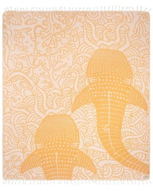 SAND CLOUD WHALE SHARK SUNFLOWER YELLOW TOWEL EXTRA LARGE NEW!